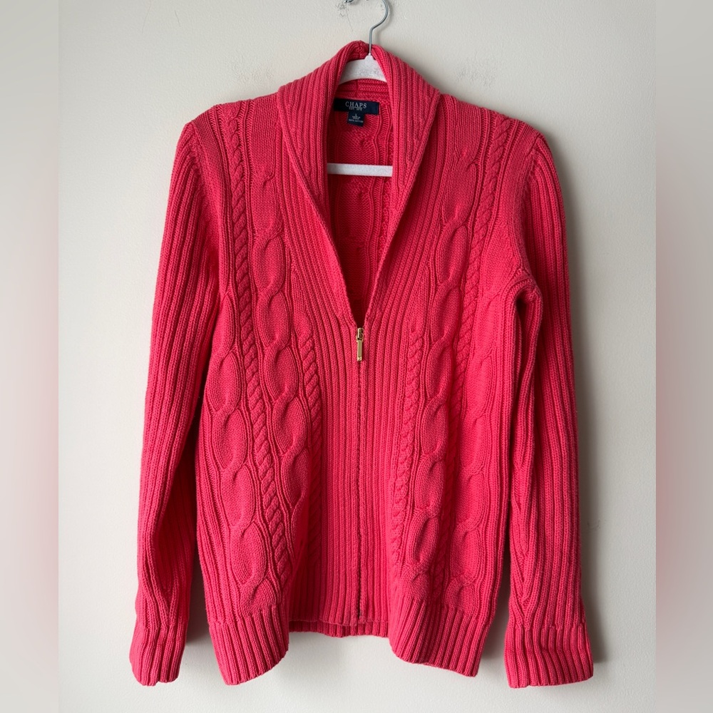 Chaps Coral Cable Knit Cardigan